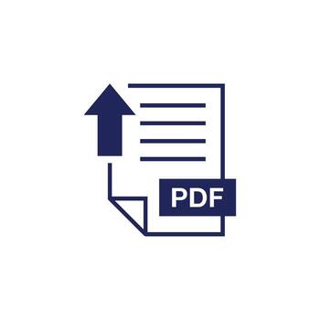 Dark Blue PDF Document Upload Icon Template vector