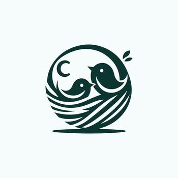 a bird is sitting in a nest with a wave pattern vector
