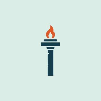 a torch is lit on a pole in a flat design vector