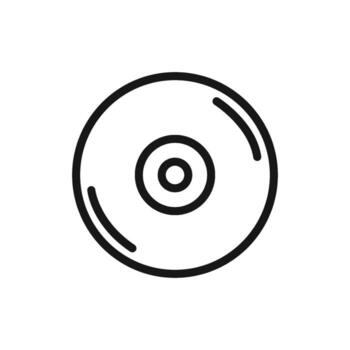 A line art icon of a compact disc, a primary form of media for music and data in the Y2K era. vector