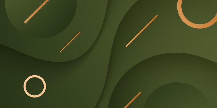 Abstract green wave background. Simple pattern with gold lines element design. vector