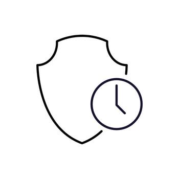 Clock near Shield Outline Picture for Graphic and Web Design, Apps, Adverts, Various Cards vector