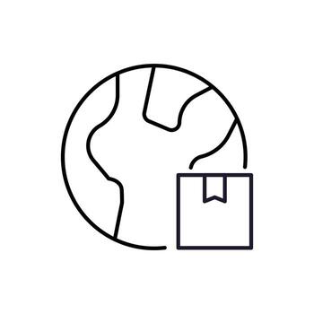 Global Delivery Outline Linear Symbol for Graphic and Web Design, Apps, Adverts, Various Cards vector