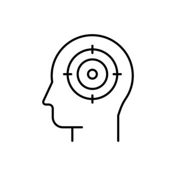 Target in Head Linear Symbol for Graphic Design, Web Sites, Cards, Books, Articles vector