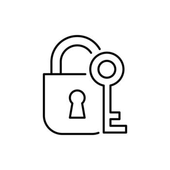 Key with Lock Thin Line Icon for Web Sites, Books, Cards, Apps vector