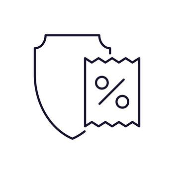 Percent by Shield Minimalistic Line Icon for Web and Graphic Design, Apps, Banners, Social Network and Cards vector