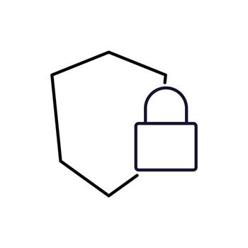 Lock near Shield Minimalistic Thin Line Icon for Web and Graphic Design, Apps, Banners, Social Network and Cards vector