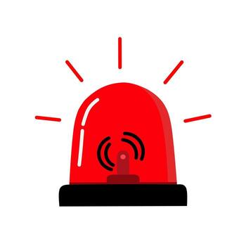 Red emergency siren light icon isolated on white background. Flashing alarm signal symbol used for police, ambulance, warning, danger, and urgent alert notifications vector