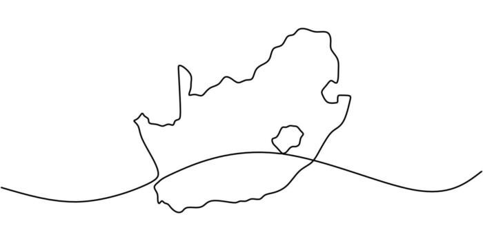 Single continuous line drawing of a South Africa map. Simple illustration design element. vector