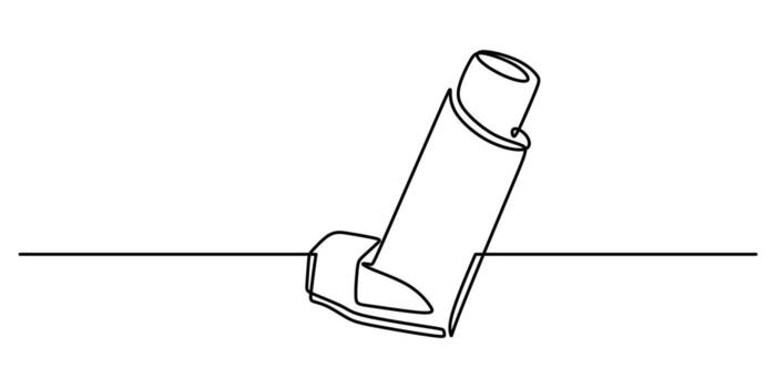 Asthma inhaler one continuous line drawing. Minimalist object for a clinic or healthcare. vector