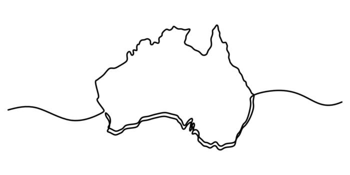 Australia map continuous one line drawing. Minimalist illustration with editable stroke. vector