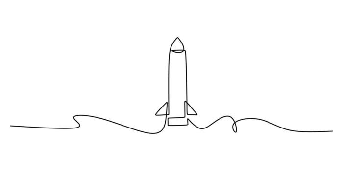 Rocket on Podium Continuous Line Drawing for Project Launch vector
