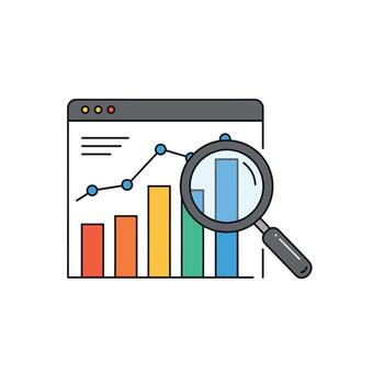 Data Analysis Insightful Exploration with Magnifying Glass vector