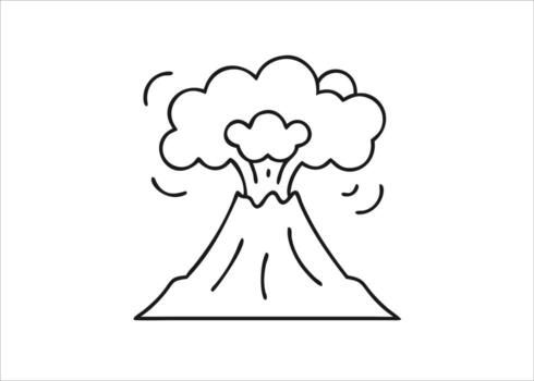 Vibrant illustration of a geological event with molten rock flowing and plumes of ash ascending presented as a striking visual composition isolated on white background vector