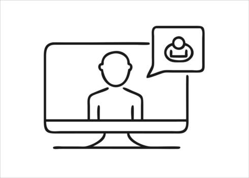 Online webinar meeting communication icon symbol for digital platforms and remote collaboration isolated on white background vector