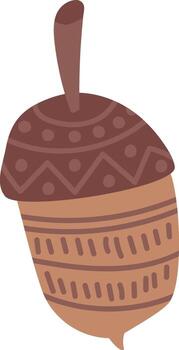 Decorative Acorn with Patterns vector