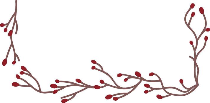 rama con bayas cuadrado marco vector