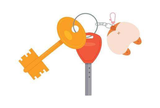 Keychain with Keys and Charm vector
