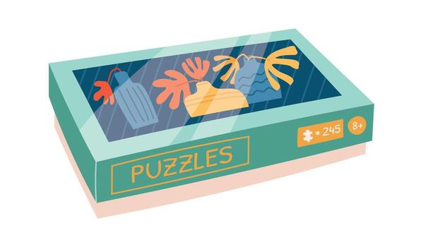 Puzzle Box with Abstract Shapes vector