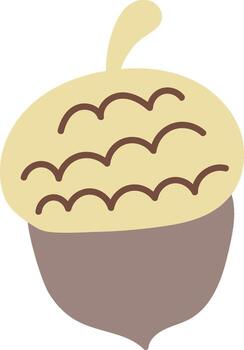 Simple Acorn with Curved Lines vector