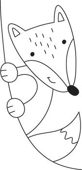Smiling Fox Peeking from Tree vector