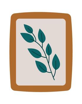 frondoso rama en rectangular marco vector