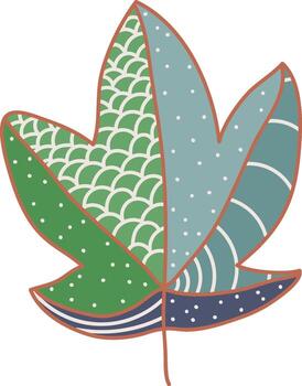 Patterned Leaf with Geometric Pattern vector