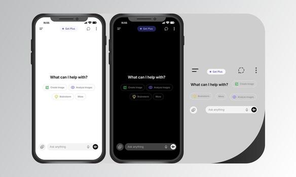 ChatGPT Interface Template Set With Smartphone vector