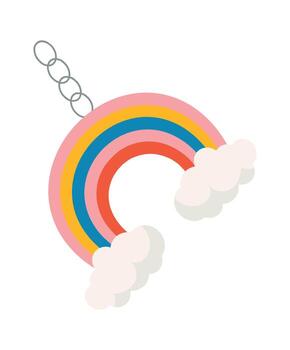 Rainbow Keychain with Clouds vector