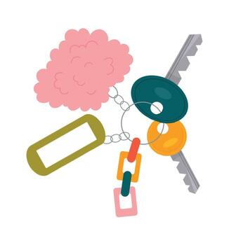 Brain Keychain with Keys vector