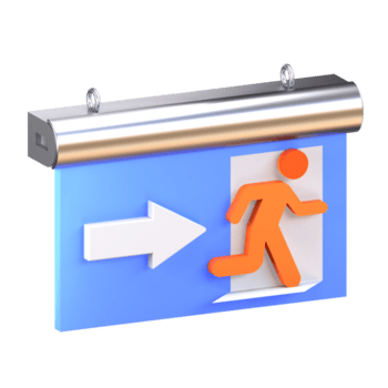 een blauw teken met een oranje Mens rennen in voorkant van het png