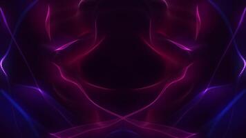 Futuristic neon abstract background with flowing light waves and beams and intricate digital mesh textures, creating a dynamic and symmetrical design. Glowing fractal wave effect. Full HD loop. video