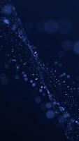 azul vertical tecnología antecedentes con un fluido ola de brillante digital datos luces. esta moderno movimiento antecedentes es lleno hd y un sin costura bucle. video
