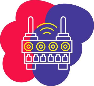 Wifi Router Line Tow Color Bubble internet wireless connect vector