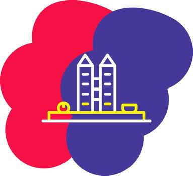 A building with a cloud and a cloud icon vector