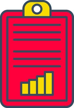 A red clipboard with a bar graph on it vector