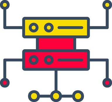 Hosting Line Tow Color Bubble website server online vector