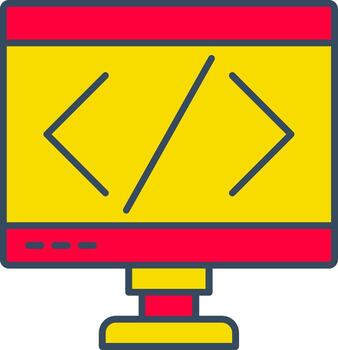 un computadora monitor con un código símbolo en eso vector