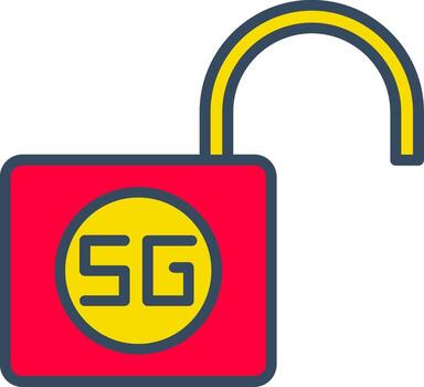 Unlock Line Tow Color Bubble open lock access vector