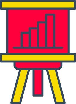 un rojo y amarillo tablero con un bar grafico en eso vector
