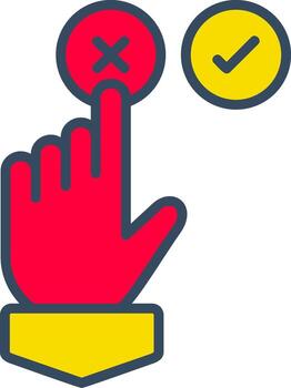 A hand with a check mark and a button vector