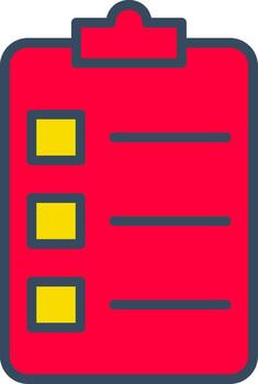 A red clipboard with three check boxes on it vector