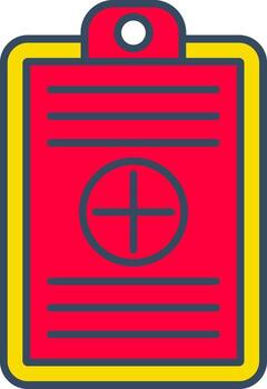 A red clipboard with a cross on it vector