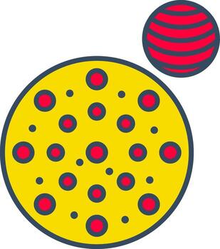 A pizza with red and yellow dots on it vector