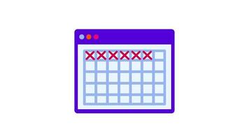 A clean, minimal calendar user interface on a white background, representing scheduling, planning, organization, and time management efficiency video