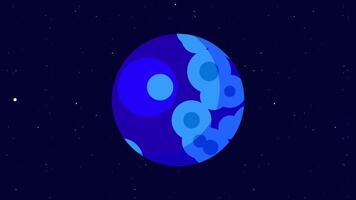 en blå måne täckt med stor kratrar, flytande i de djup Plats bakgrund, representerar himmelsk formationer och planet geologi video