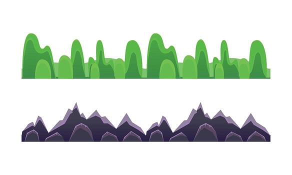 extraterrestre planeta montaña paisaje colocar, juego nivel, fantasía suelo superficie, computadora juego interfaz dibujos animados ilustración vector