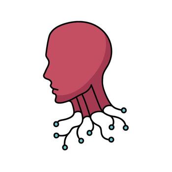 red android robot head color illustration vector