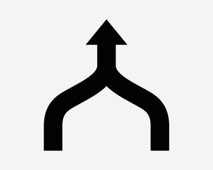 Merge Arrow Icon Two Arrows Merging Road Sign Symbol Strategy Consolidation Combine Path Pathway Join Progress Together Integration Unite Combination vector