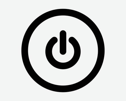 Power Button Outline Icon Turn Off On Startup Symbol Computer Device Shutdown Sign Shut Down Start Up Round Circle Switch Push Click Graphic Artwork vector